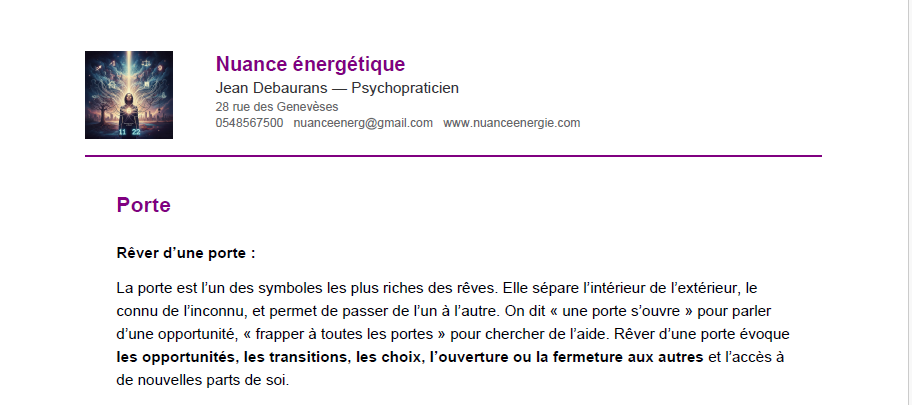 Vue d'ensemble du Dictionnaire des Rêves