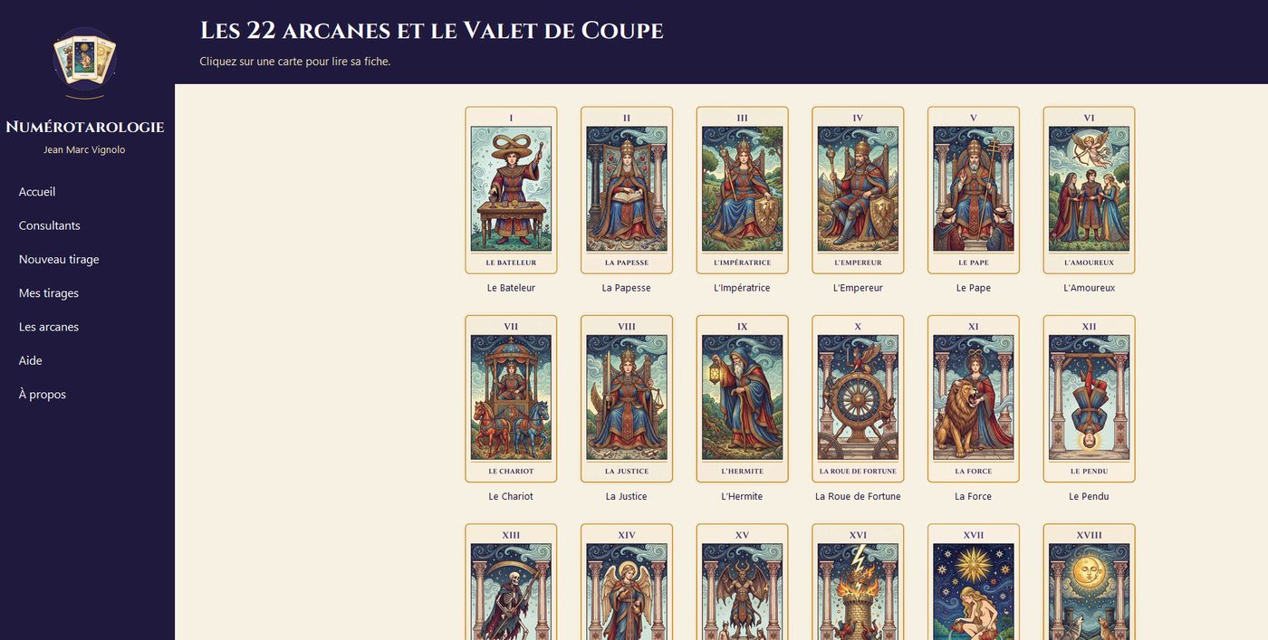 Les 22 arcanes et le Valet de Coupe
